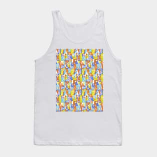 Cubist ethnic faces lavender yellow Tank Top